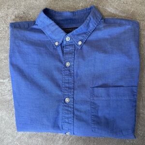Banana Republic Grant Fit Blue Cotton Stretch Pinpoint Oxford Shirt Mens Large